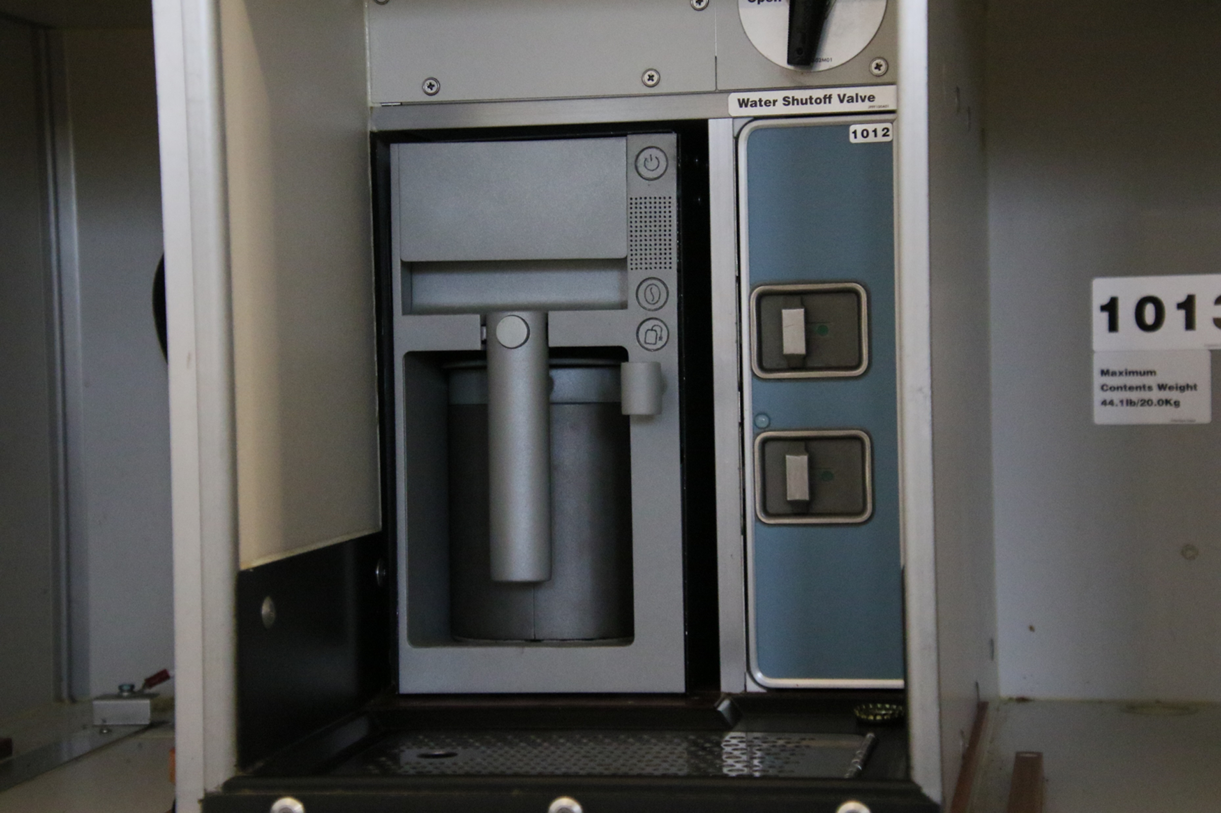 The final prototype sitting in the cabin area of an airplane